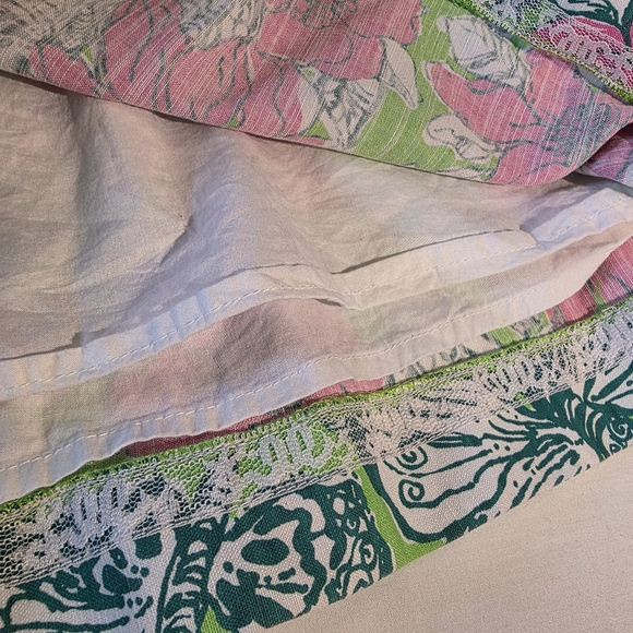 Lilly Pulitzer Lottie Green Pink Bloomin Cacoonin Butterfly Floral Dress 6 EUC - Picture 8 of 15